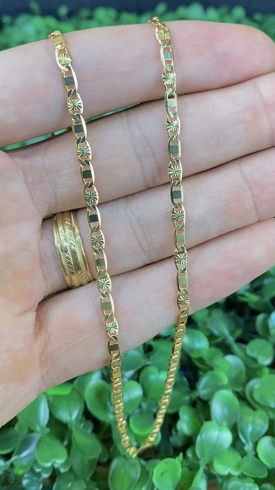 3.2mm Valentino Link Chain Necklace Diamond Cut for Womens Girls Kids Mens Gifts