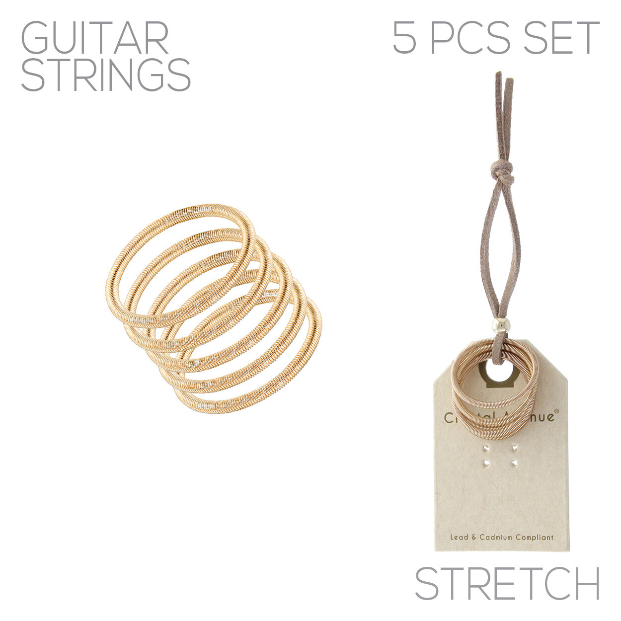 Guitar String Ring Stretch Plain in Silver or Gold Color