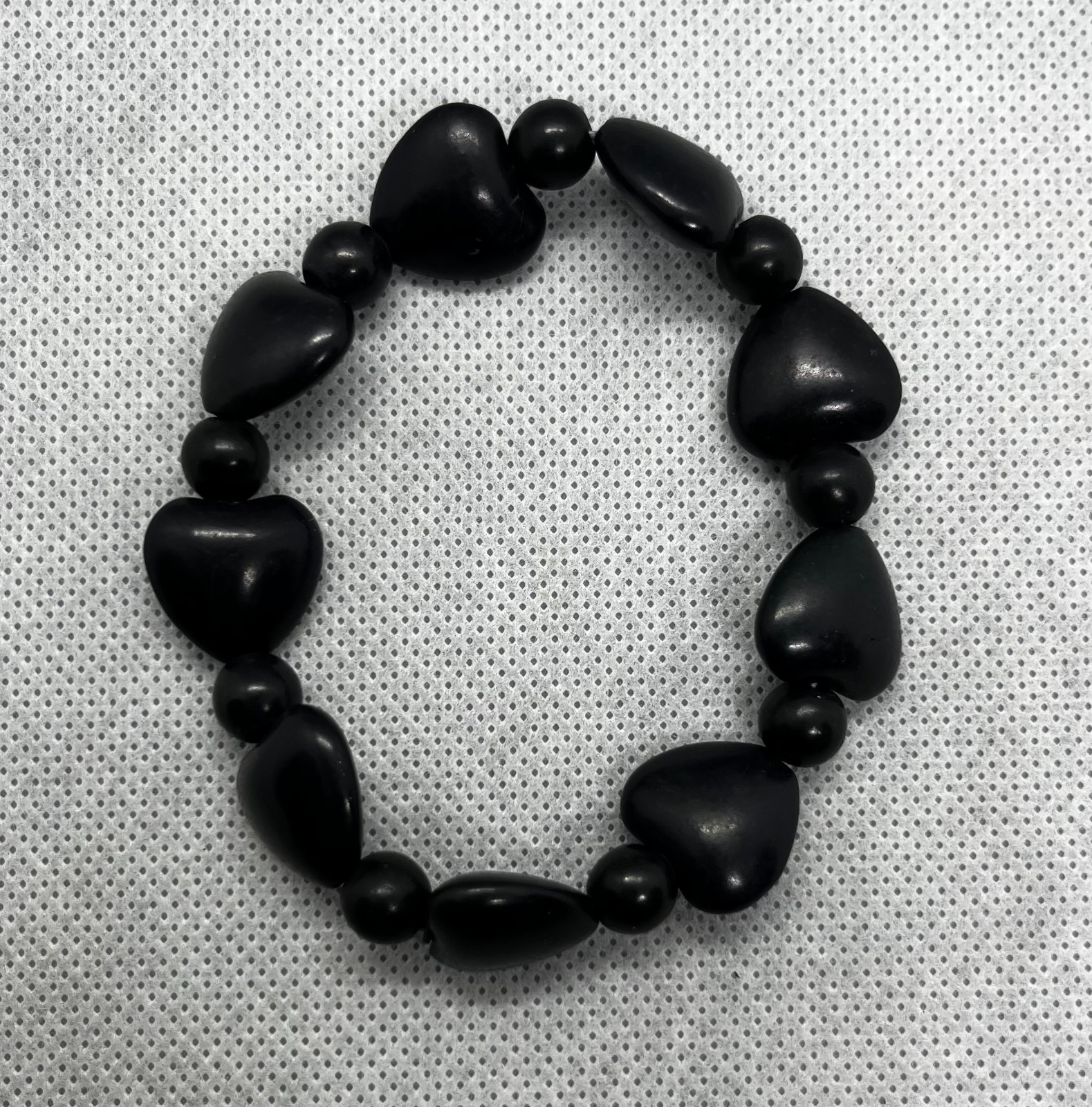 Semi Precious Stone Love Heart Stretch Bracelet Turquoise White Black