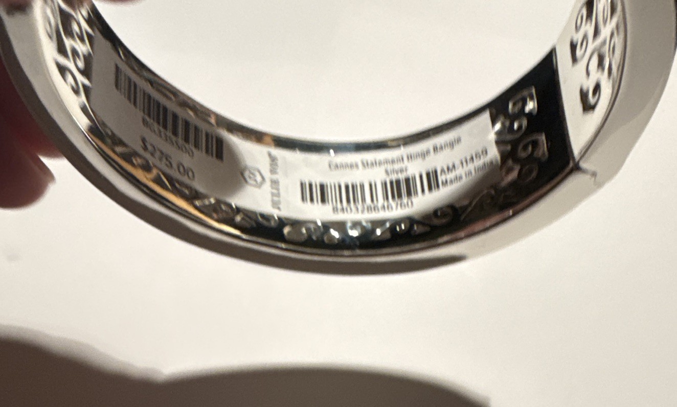 Julie Vos Wide Silver Plate Hinged Cuff Bangle Bracelet