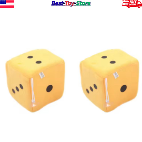 2PCS Plush Fuzzy Dice Car Rear View Mirror Decoration