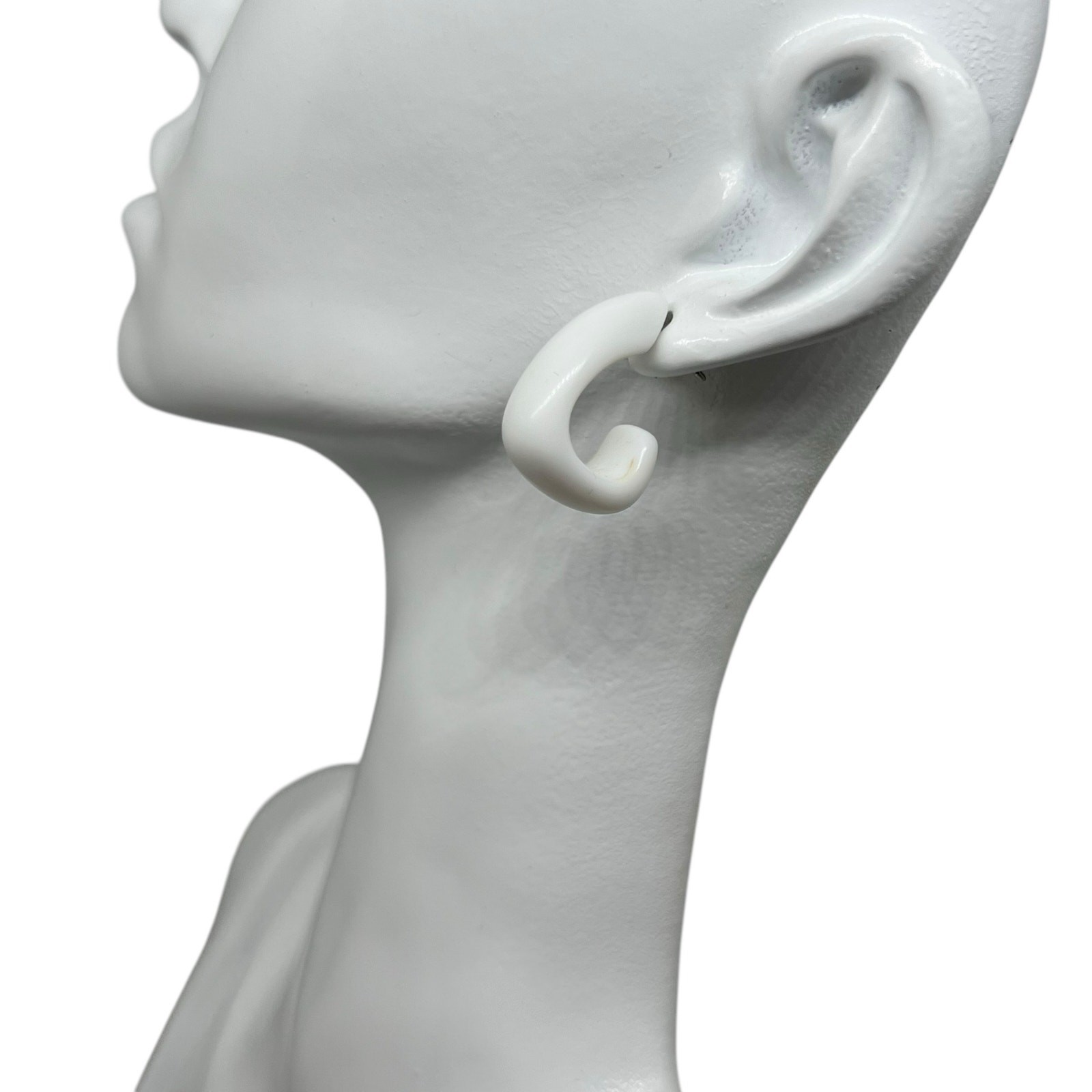 Minimalist White C-Shaped Hoop Earrings