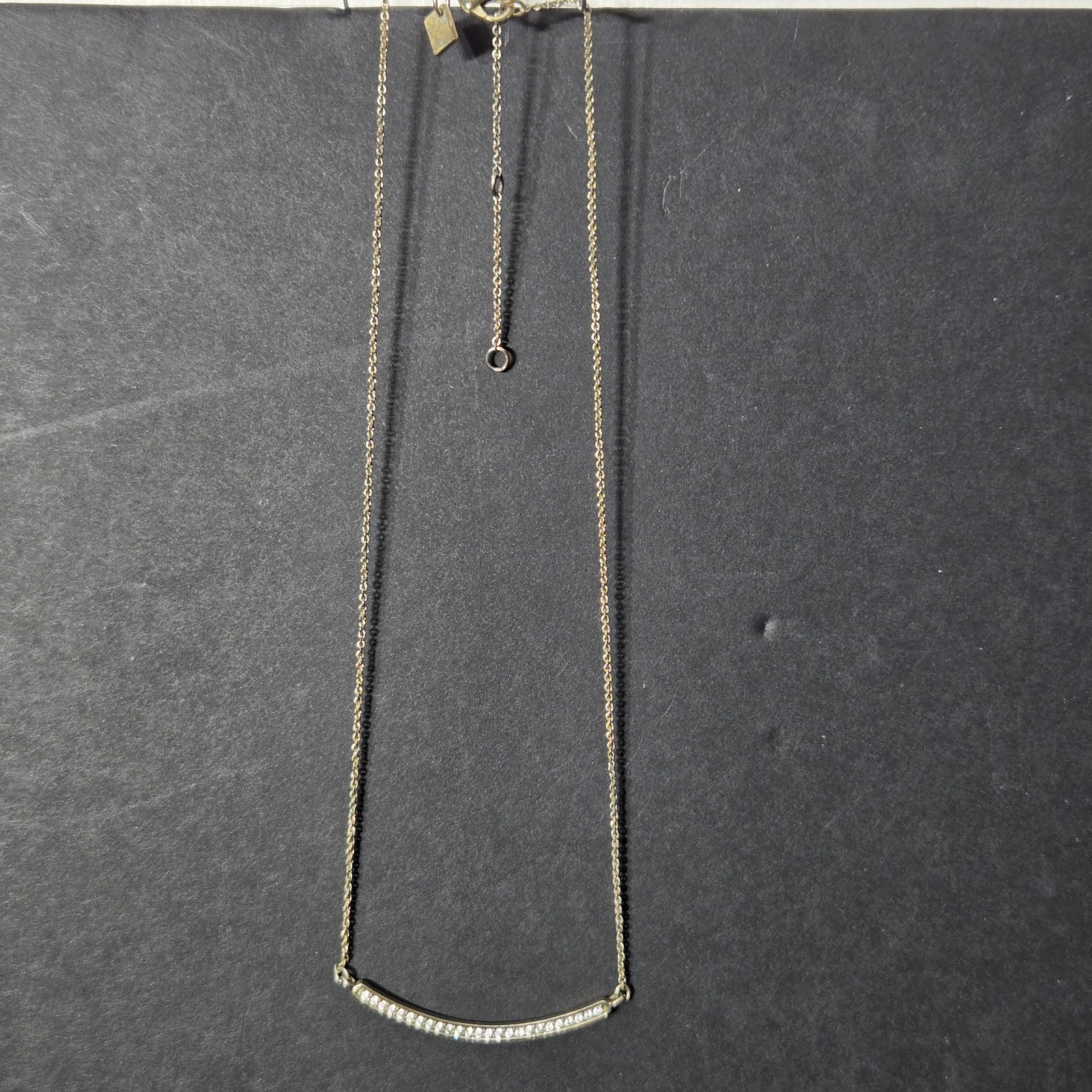 Banana Republic Necklace 16″ Simple Pave Bar Cubic Zirconia CZ Stones Gold Tone