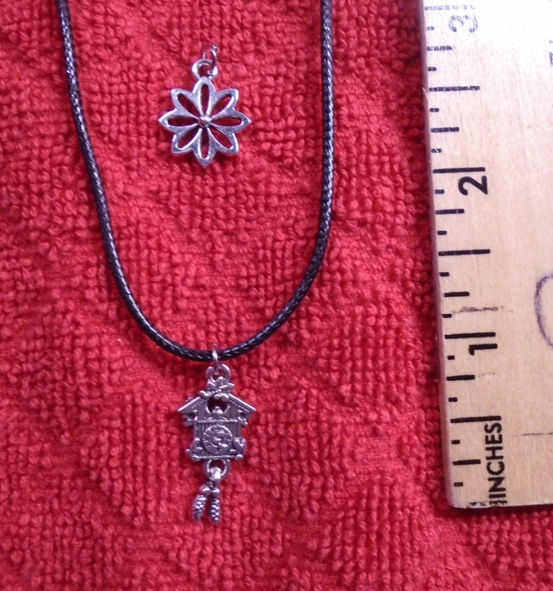 Cuckoo Clock Charm Necklace German Swiss Clock Oktoberfest Black Rope Chain+NEW