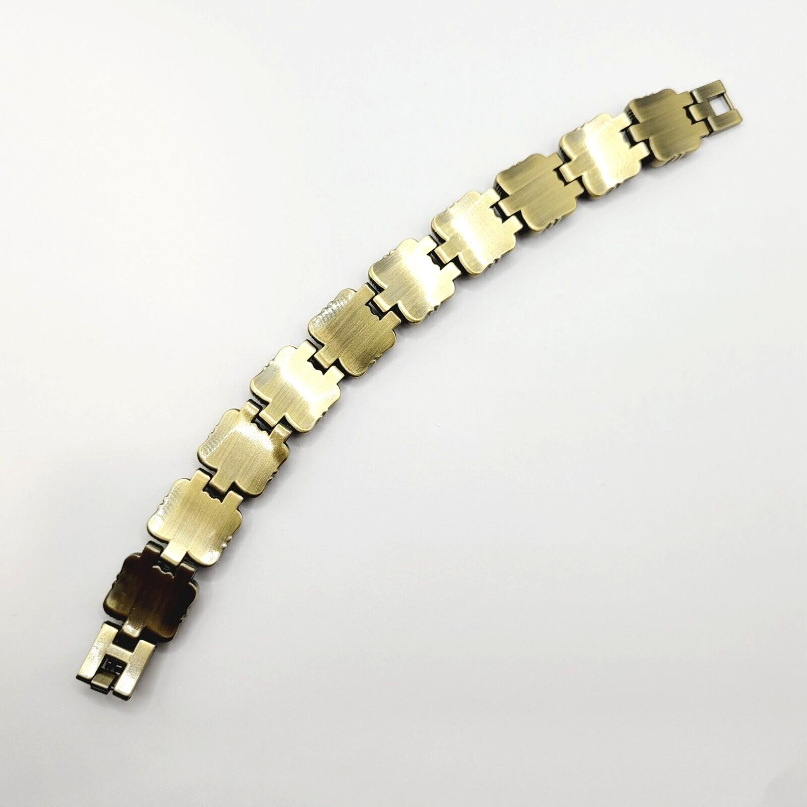 Ornate Western Style Multi Color Faux Gemstone Muted Gold Silver Tone Bracelet