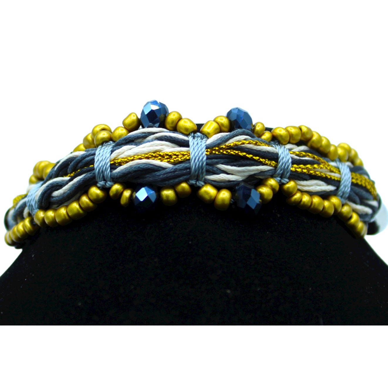 Anthropologie X Cocobelle Gold Woven Beaded Stella Slide Bracelet ~ NEW