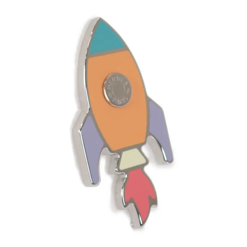 HERMES Space H Badge Brooch Metal Multi Orange Women’s Unisex ISY