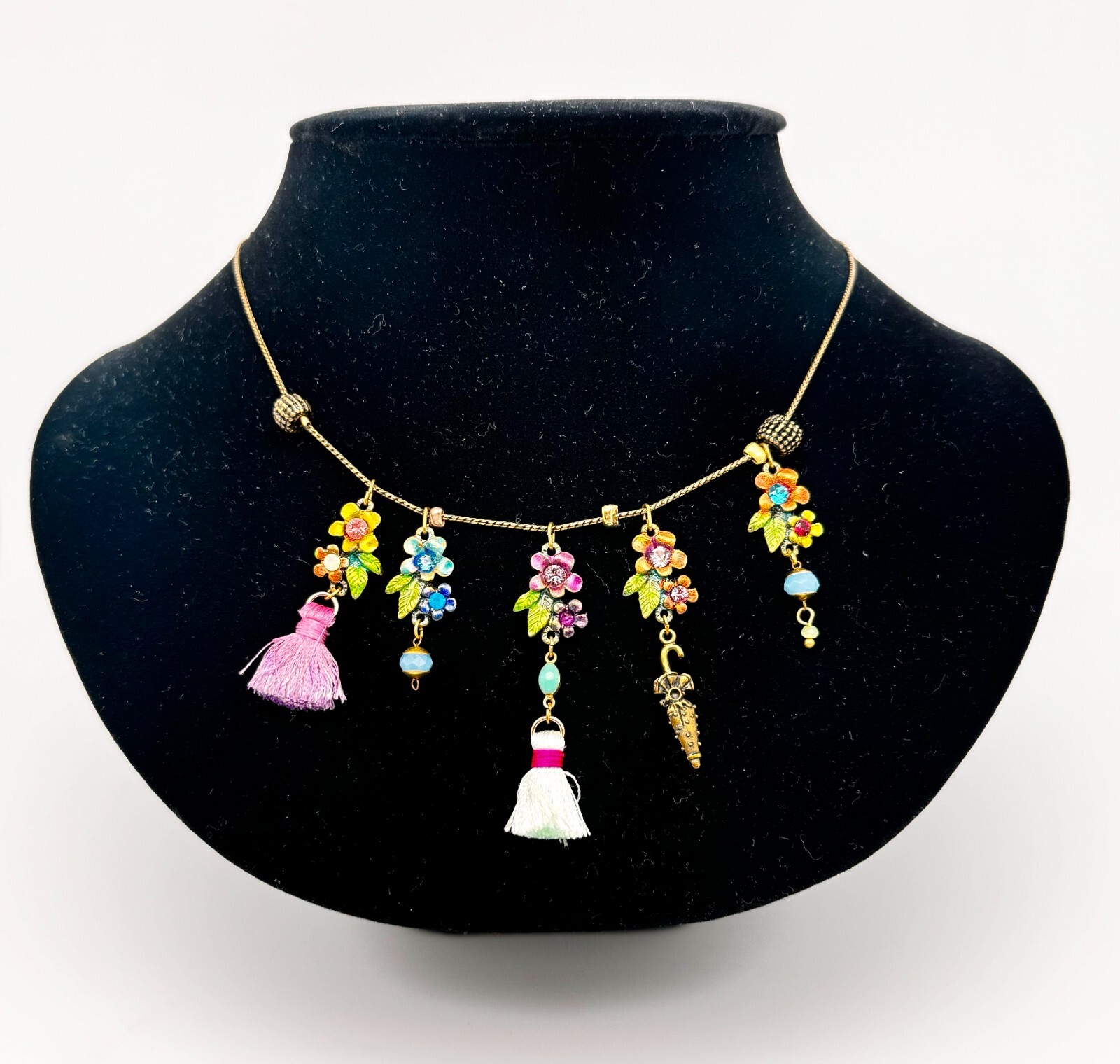 Beautiful Necklace With Small Pendants Crystals By Michal Negrin Unique.