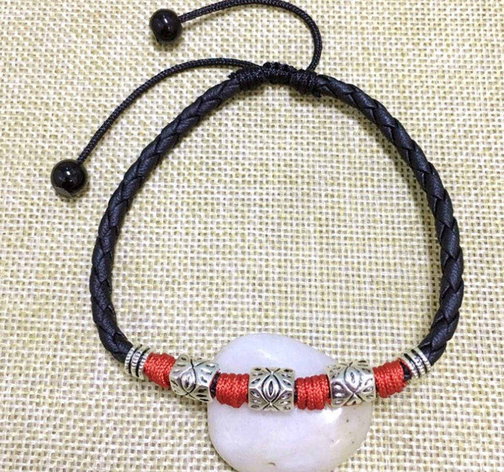 Women/ Men Genuine Leather Cubic Evil Eye Red Rope Anklet Bracelet One Size