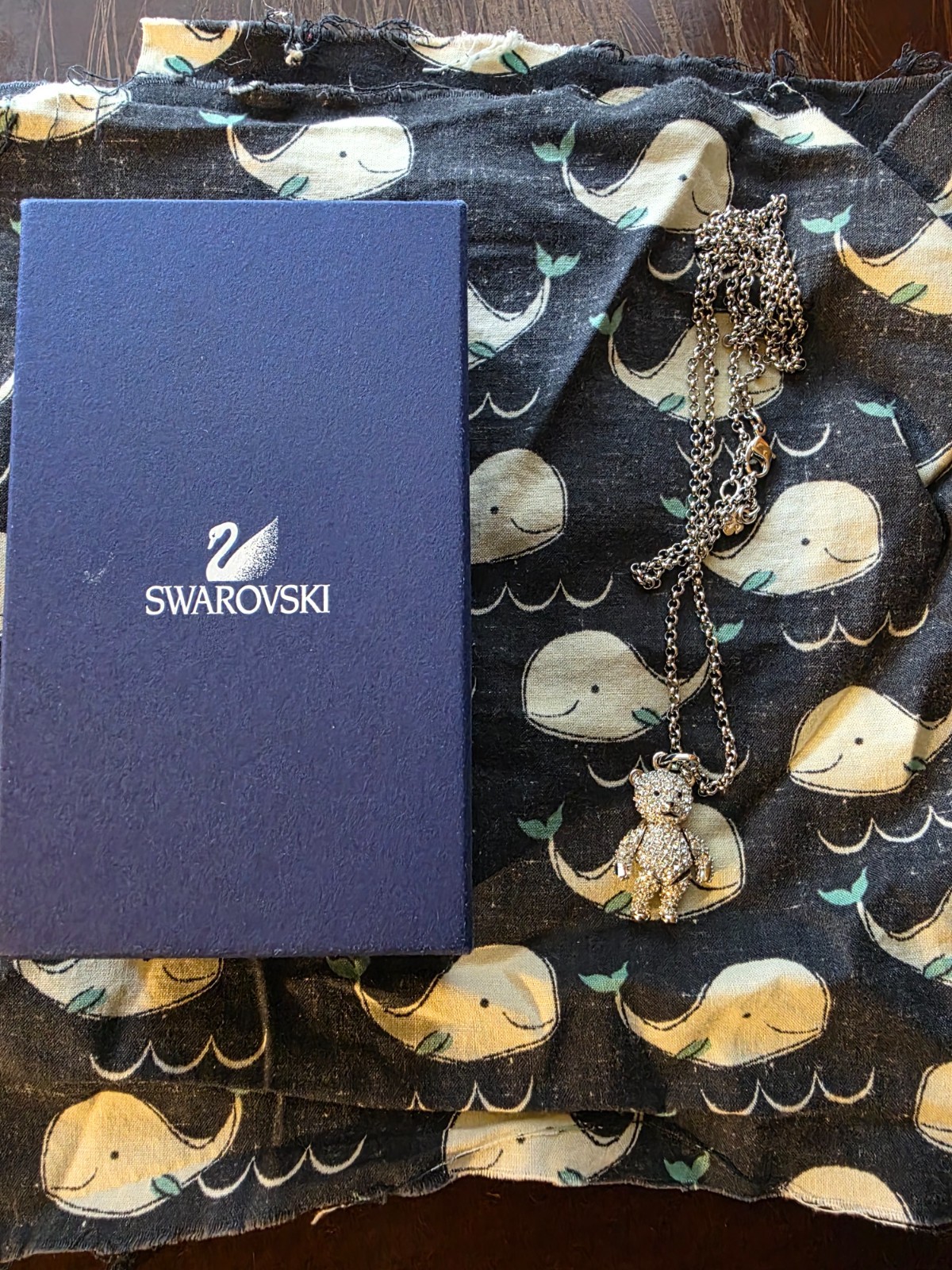 Swarovski Vintage Articulated Teddy Bear Pendant Necklace – Preowned w/box!