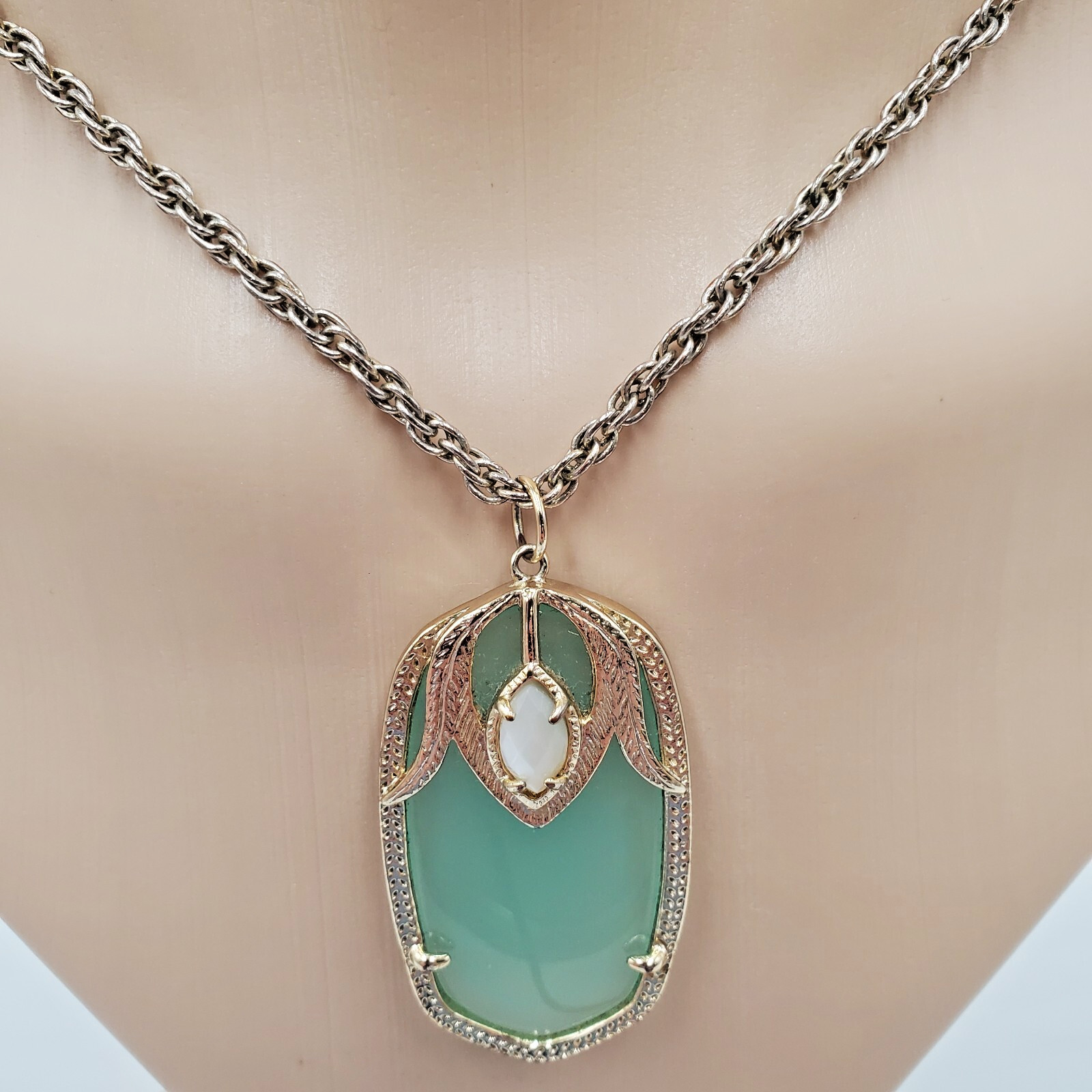Kendrea Scott Necklace 30in Gold Tone Mint Green Chalcedony Roxanne Darby Rae