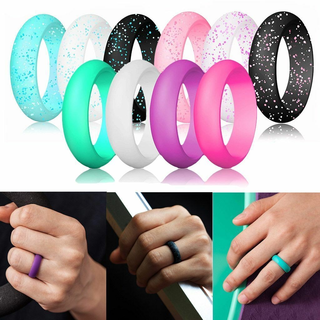 10 Pcs Flexible Silicone Wedding Ring Men Women Engagement Sport Rubber Band