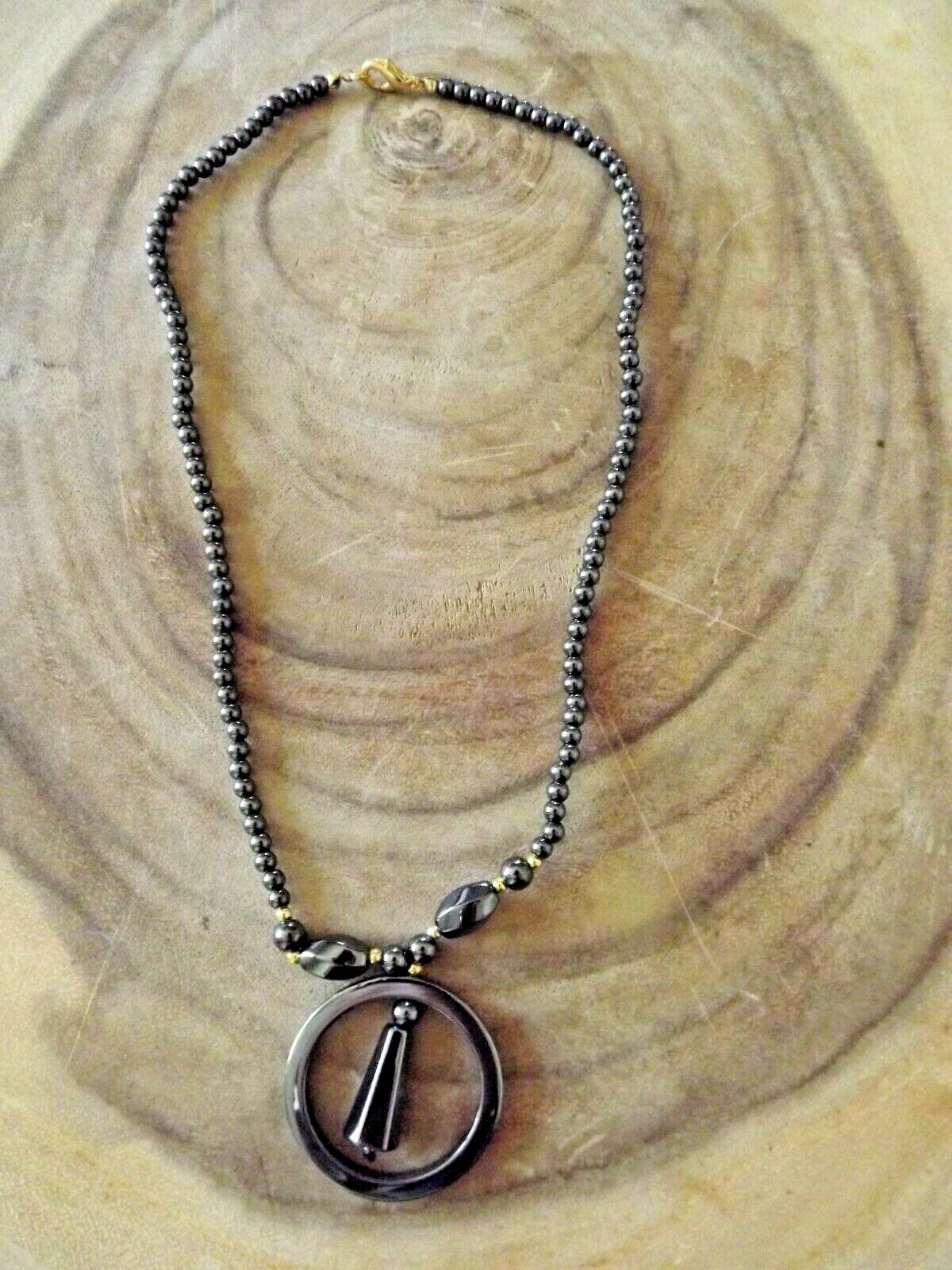 Hematite Beads Necklace – 18″ Hematite Beads Bell Beads Necklace