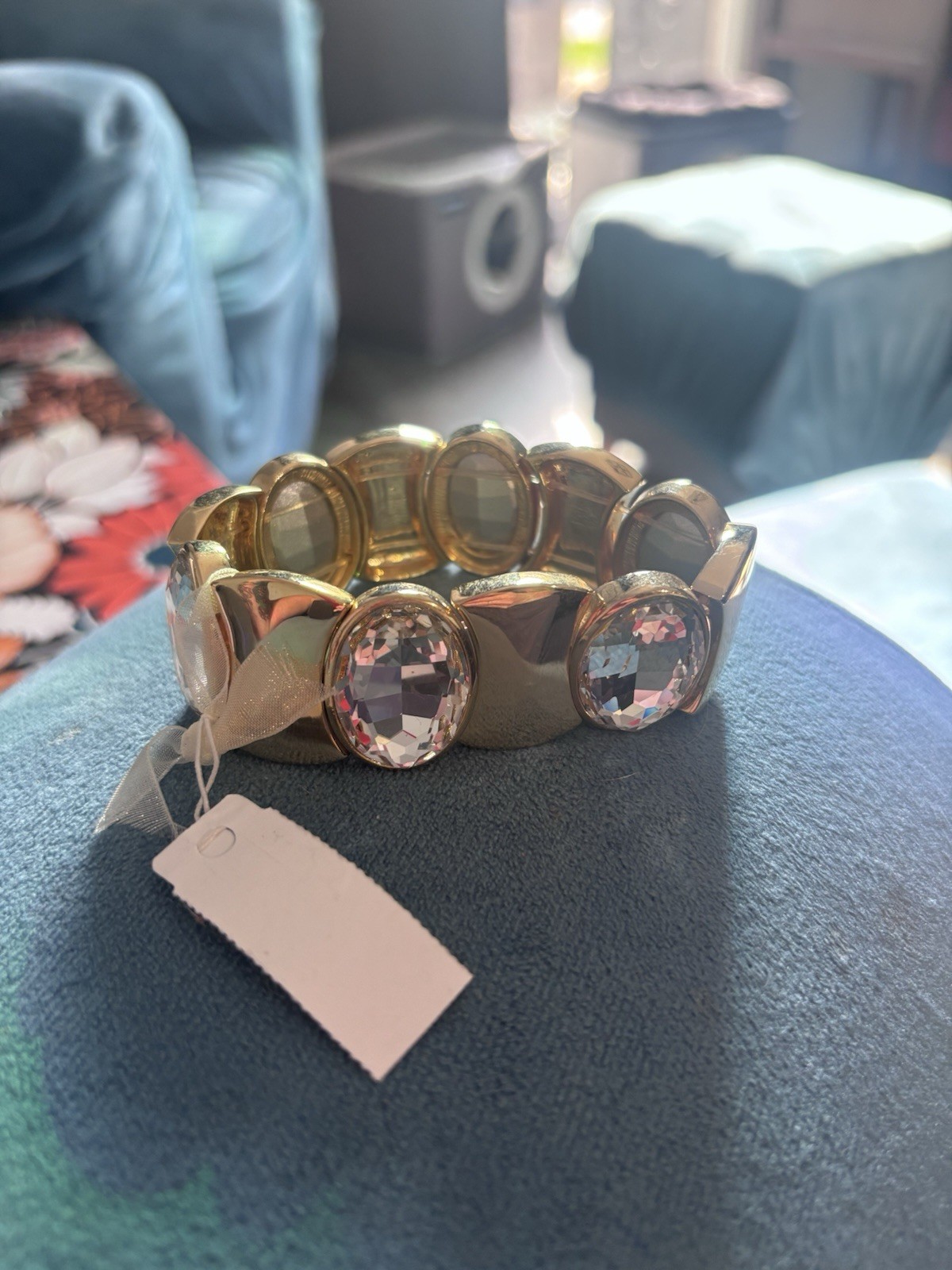 Gold Stretchy Bracelet W Gemstones