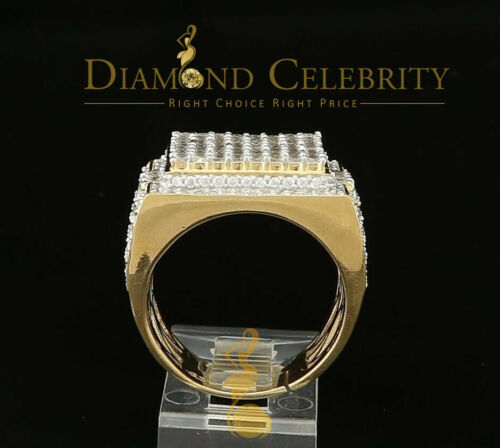 Yellow Silver 12.0ct Cubic Zirconia Square Men Adjustable Ring From SZ 9 to 11