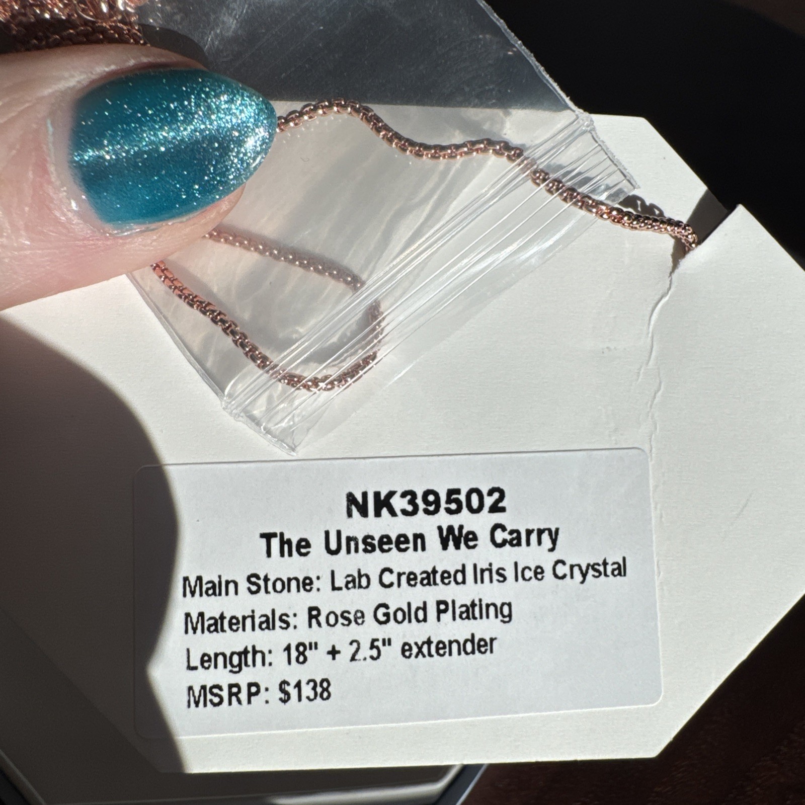 Bomb Party Necklace, NK39502, The Unseen We Carry, Iris Ice Crystal/Rose Gold