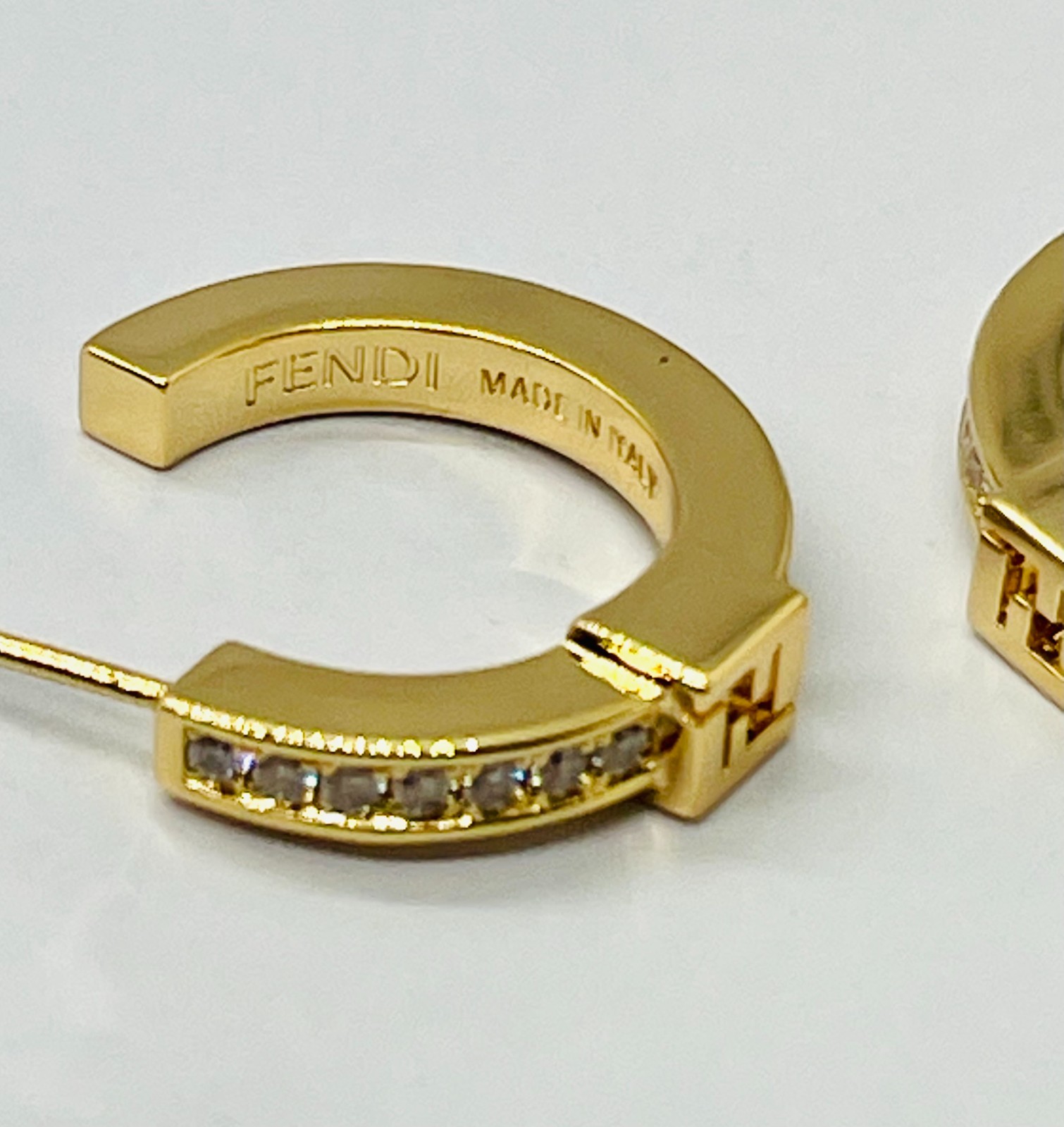 FENDI FF Rhinestone Hoop Earrings – Pre owned / MA6044