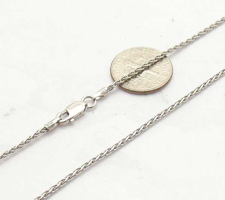 1.5mm Solid Anti-Tarnish Spiga Wheat Chain Necklace Real 925 Sterling Silver