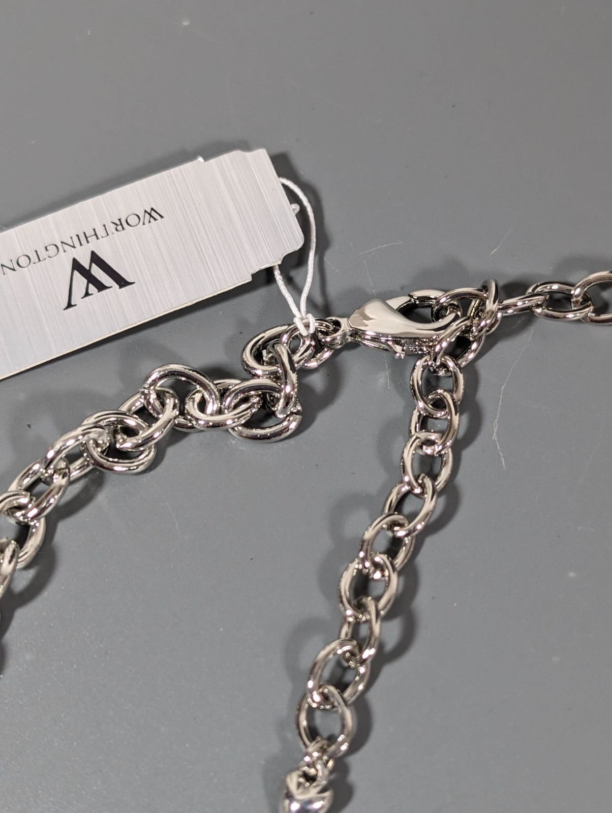 Worthington Silver Tone Triple Book Chain Layer Statement Necklace 17 in