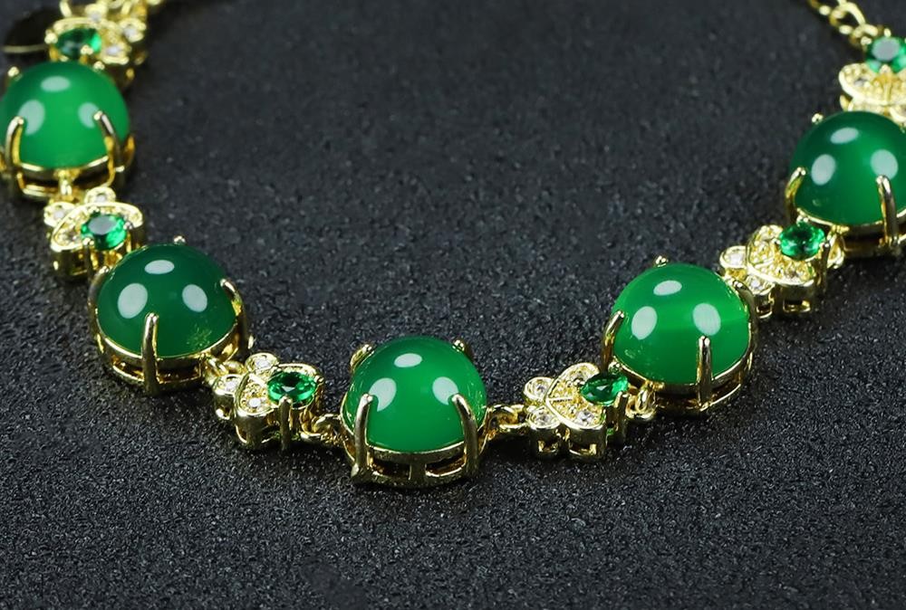 Girl Grandma Mothers Lady Women Green Jade Beads Bracelet Jewelry Gift Box DD299