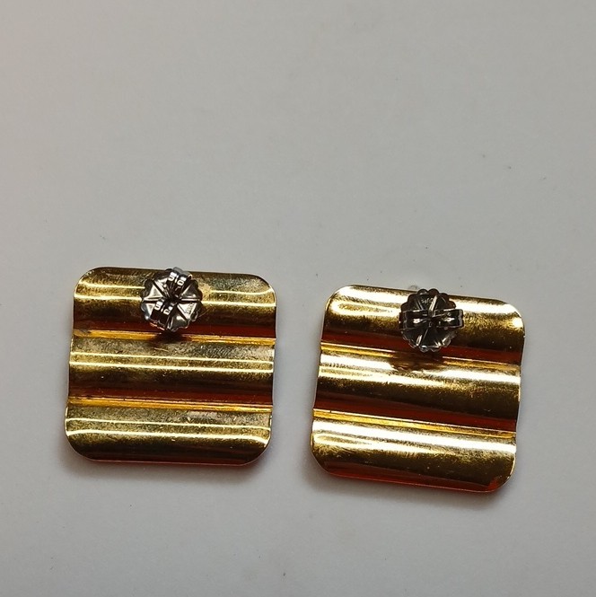 Multicolor Enamel Rectangle Stud Earrings Butterfly Back Nickel-Free Lobe Pair