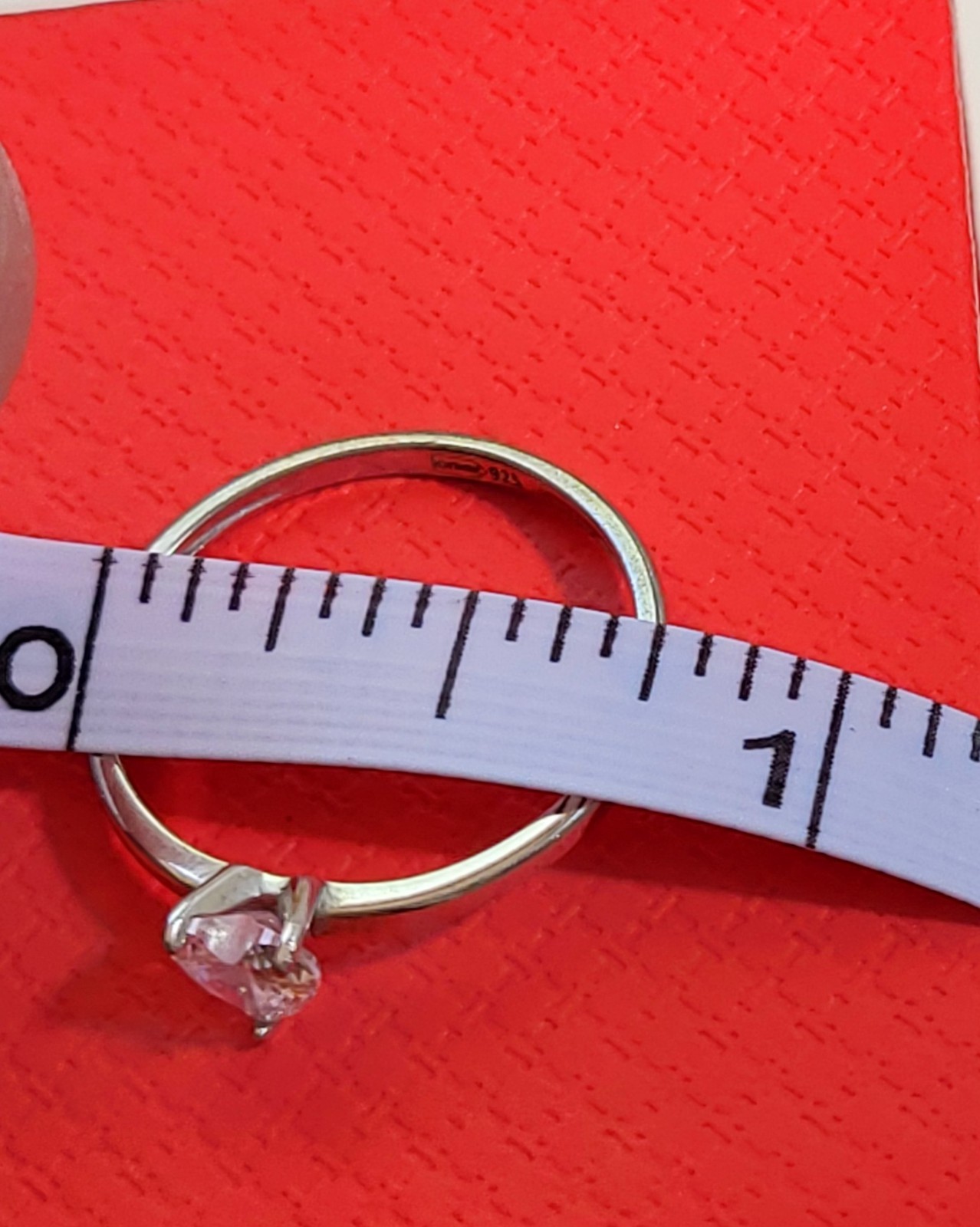 Woman’s 925 Sterling Silver Heart Cubic Zirconia Ring Size 5 US