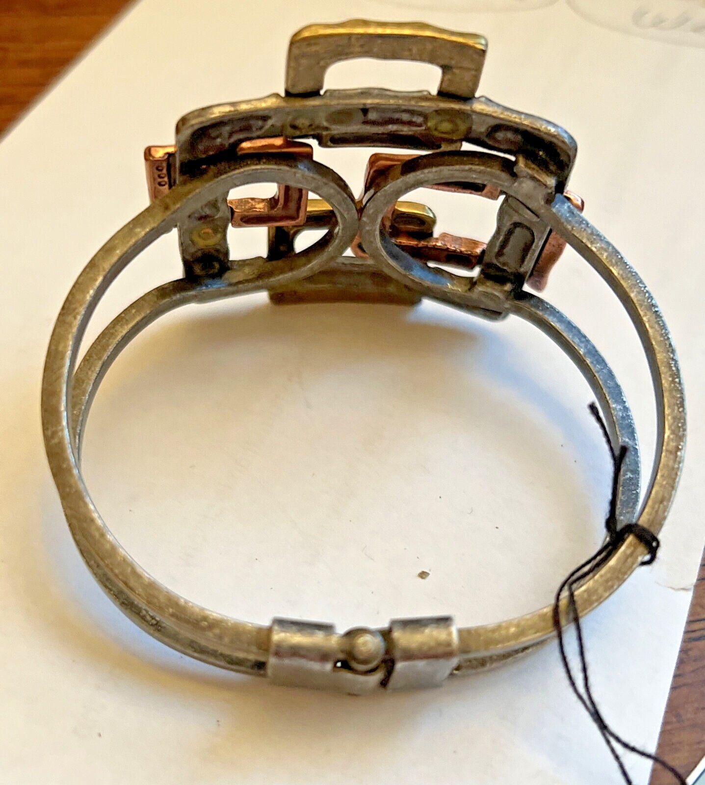 NEW!! Geometric shaped gunmetal multi toned hinged bracelet 7-8 inch