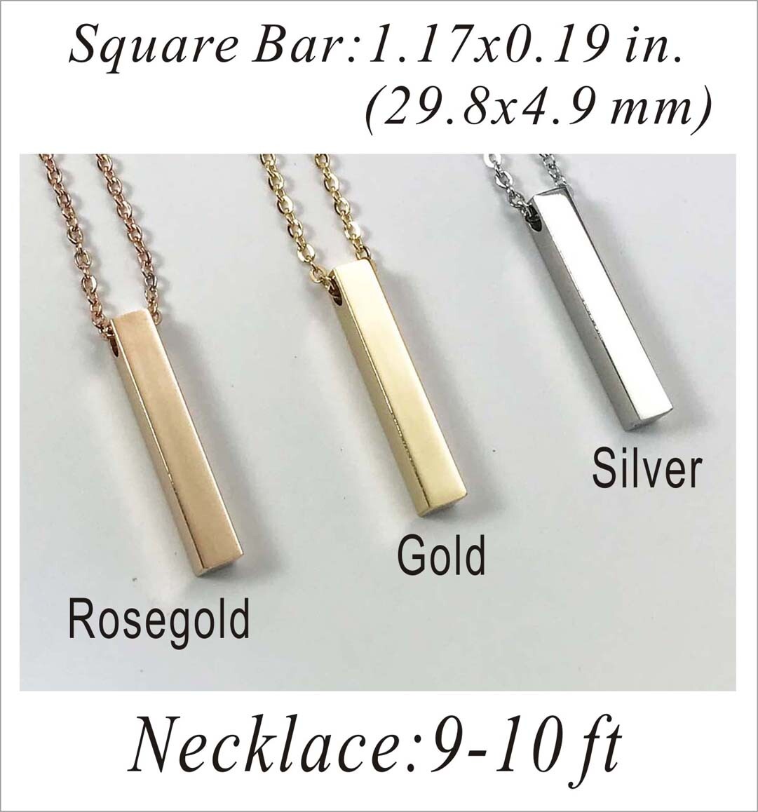 Engraved Custom Personalized Coordinates GPS Bar Necklace Custom Jewelry Pendant