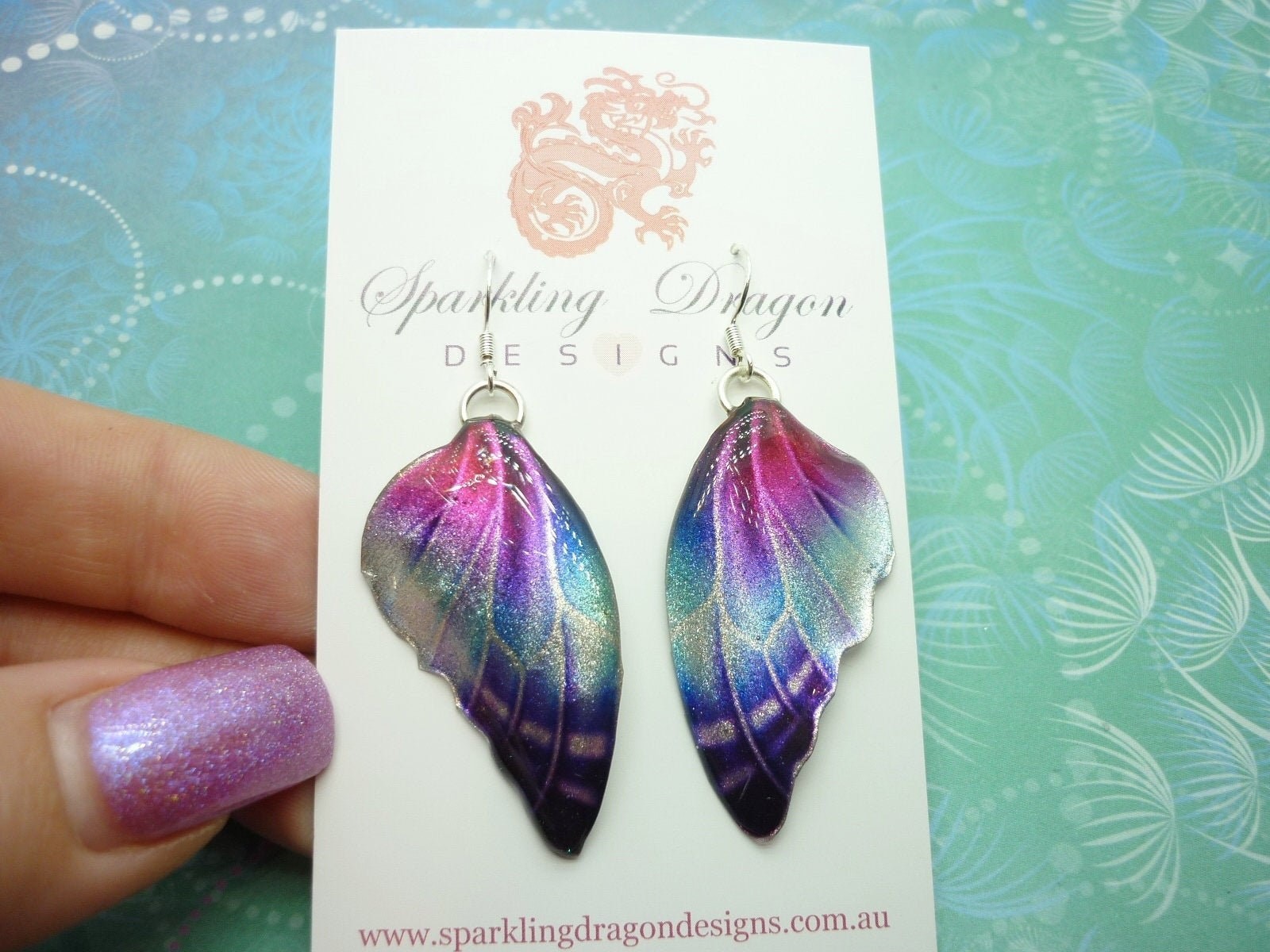 Butterfly Earrings Misty Pink, Blue & Purple – Fairy Jewellery, Fun Gift for