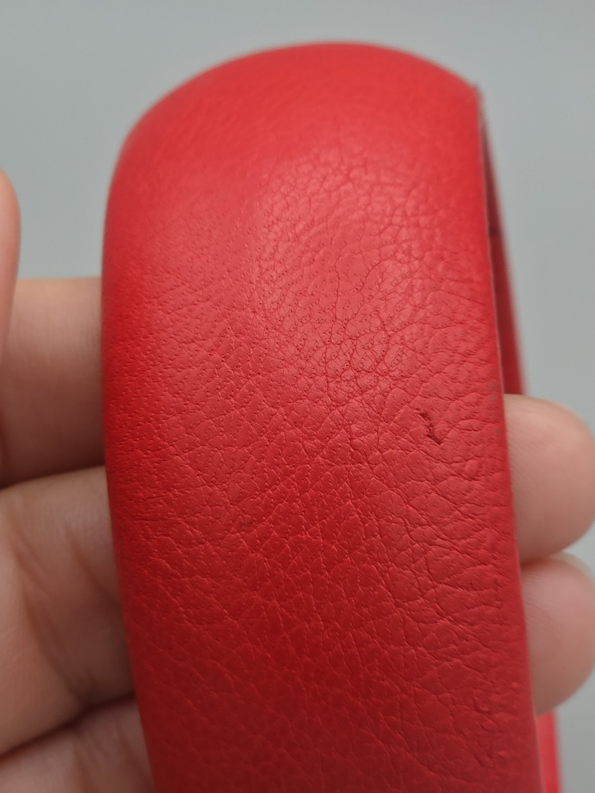 Scuola del Cuoio Genuine Red Italian Leather Wide Bangle Bracelet Made in Italy