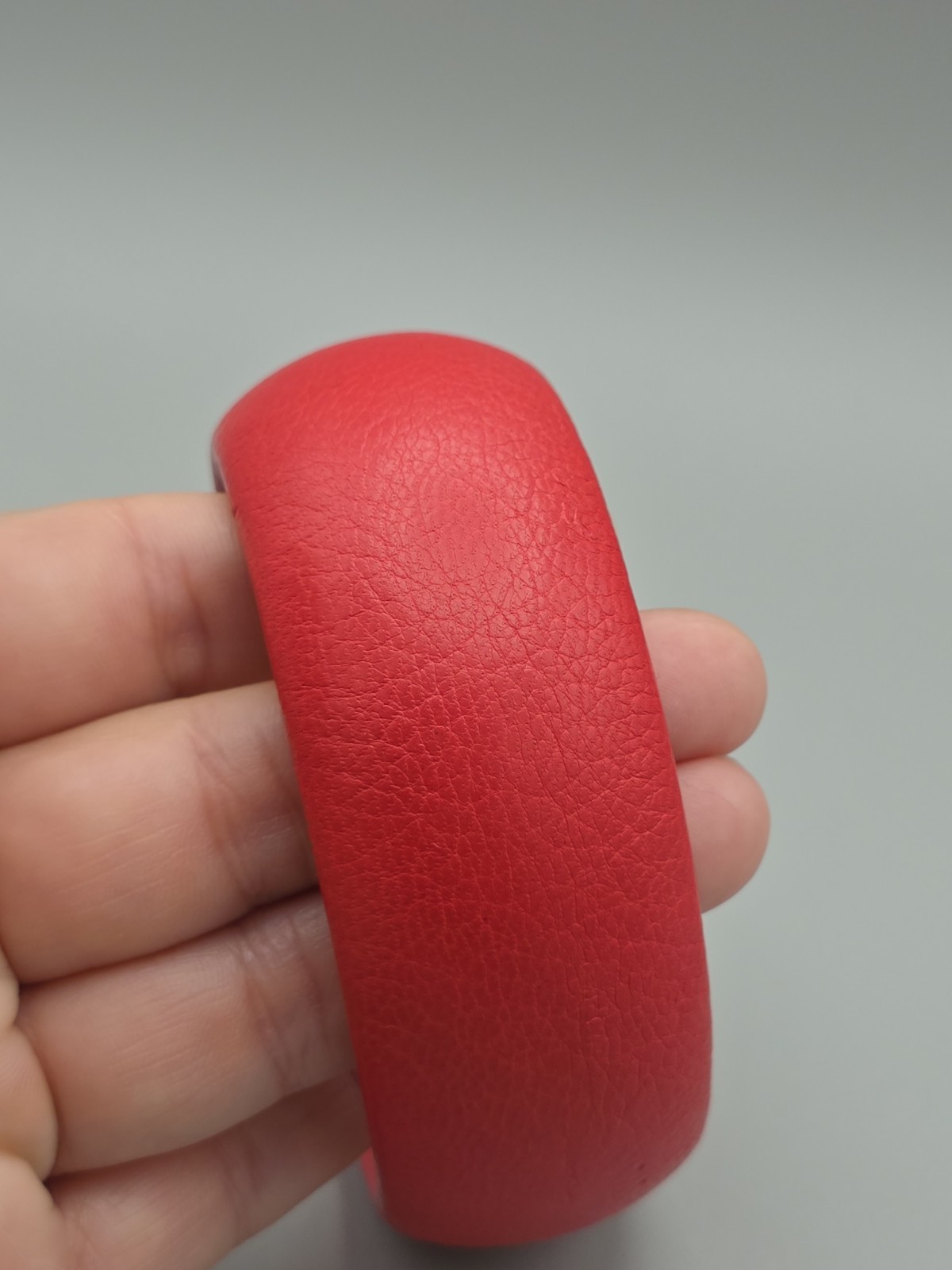 Scuola del Cuoio Genuine Red Italian Leather Wide Bangle Bracelet Made in Italy