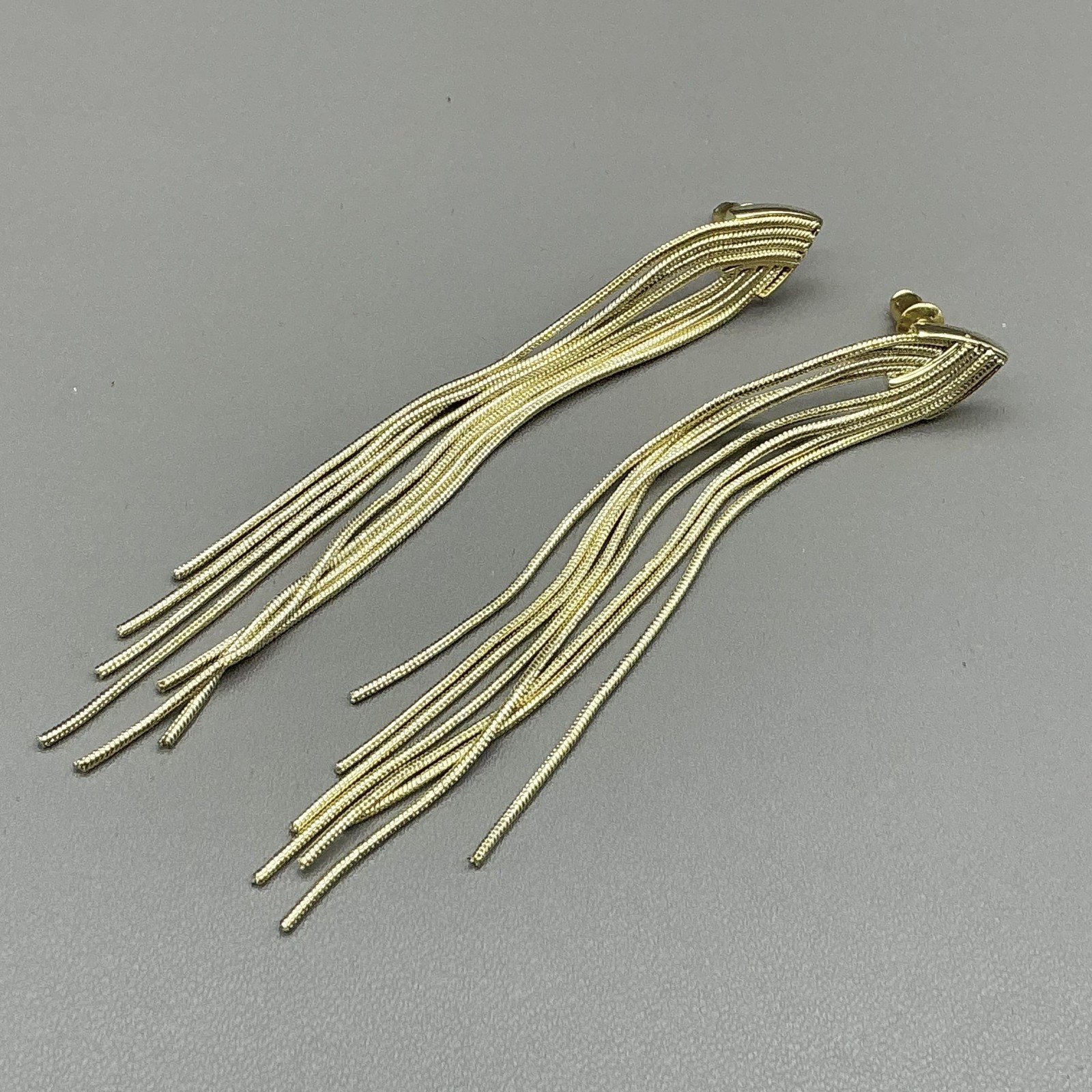 Earrings Gold Tone Tassel Dangle Drop Womens Long Fringe Statement Jewelry 3 In