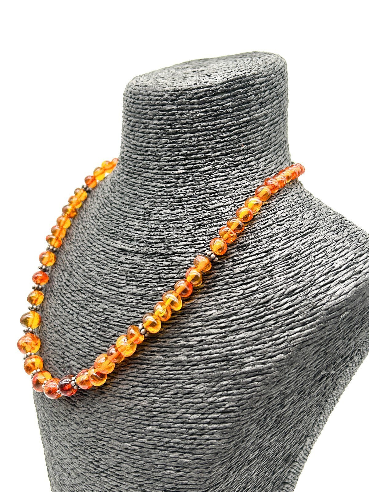 Vintage Baltic Amber Bead Necklace Graduated Honey Cognac Amber 18”
