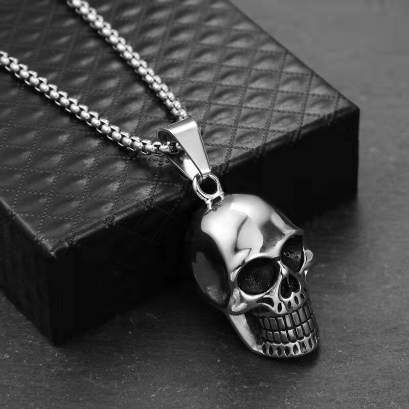Skeleton Skull Pendant Necklaces Earrings Set Ghost Head for Couple Hip Hop Jewe