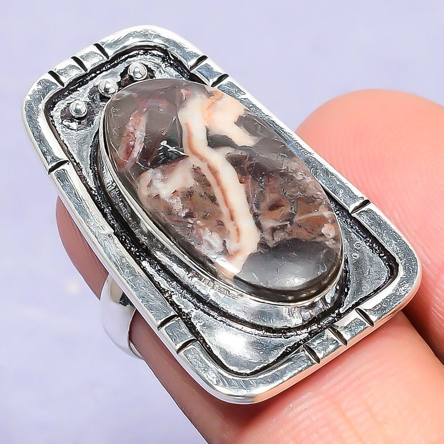 Cappuccino Jasper Jewelry Silver Mom Gift Daily Wear Cluster Ring Size 7