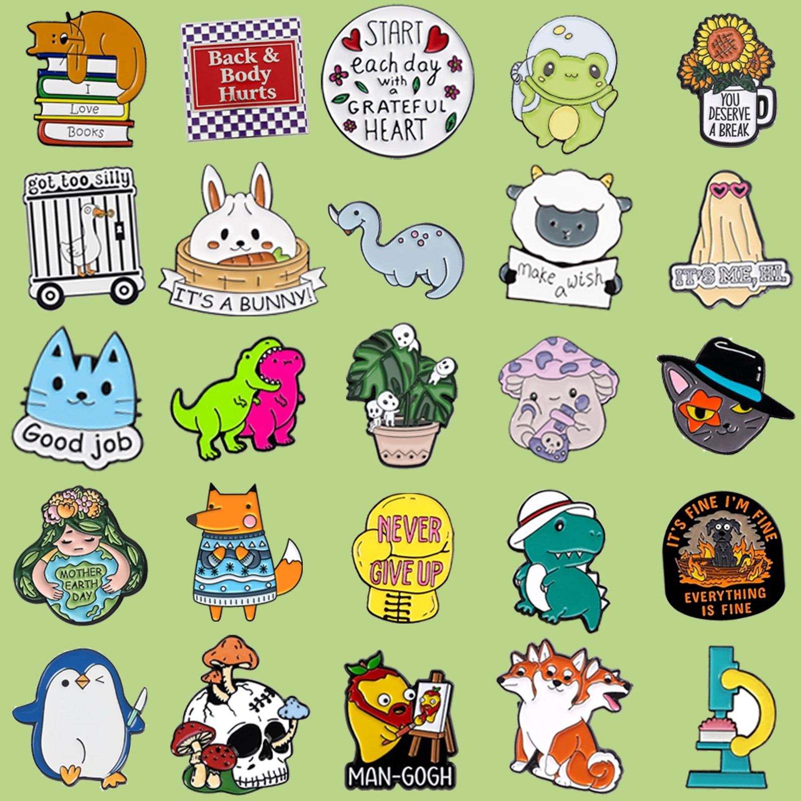 20/40/50 PCS Cute Enamel Pins Bulk, Funny Backpack Pins Aesthetic Lapel Badge…