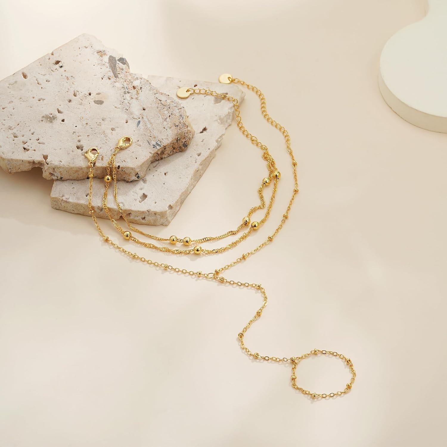 Hypoallergenic 14K Gold Plated Hand Chain Bracelet – Perfect for All Occasions