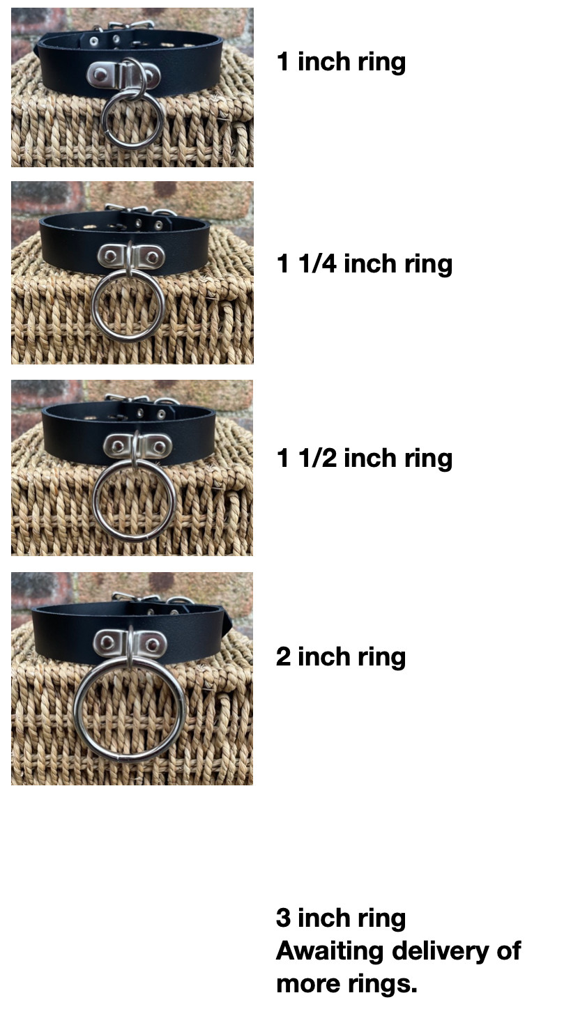 Leather D & O-Ring Lockable Choker Necklace Padlock, with or without Leash