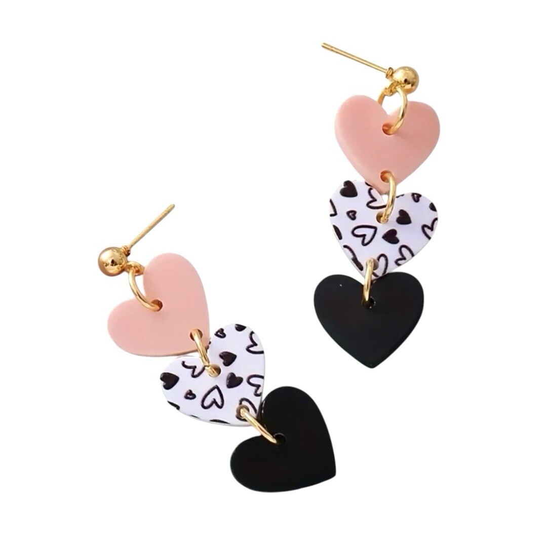 Elegant Heart Shaped Acrylic Dangle Earrings
