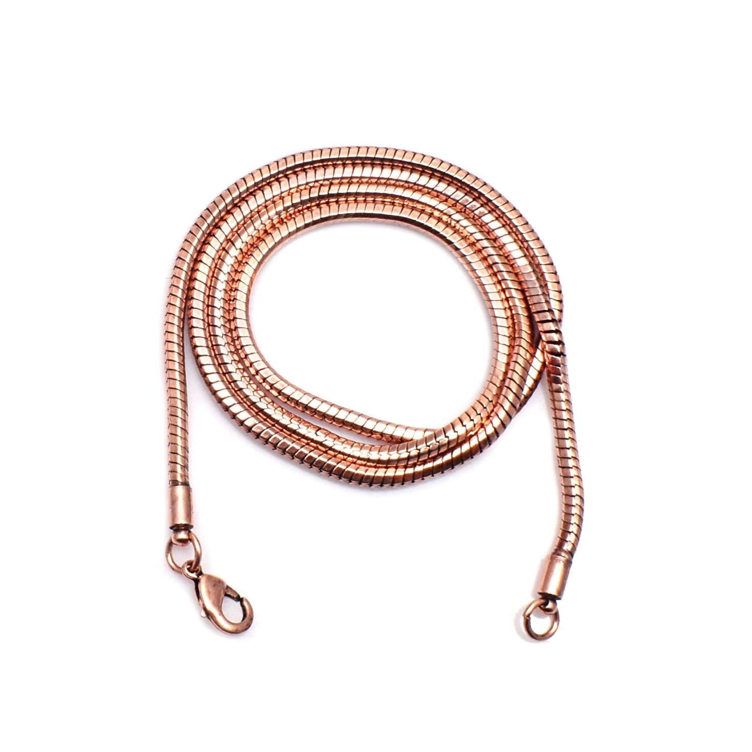 Handmade Pure Copper Snake Chain Necklace – Solid Unisex Jewelry Gift, Unique De