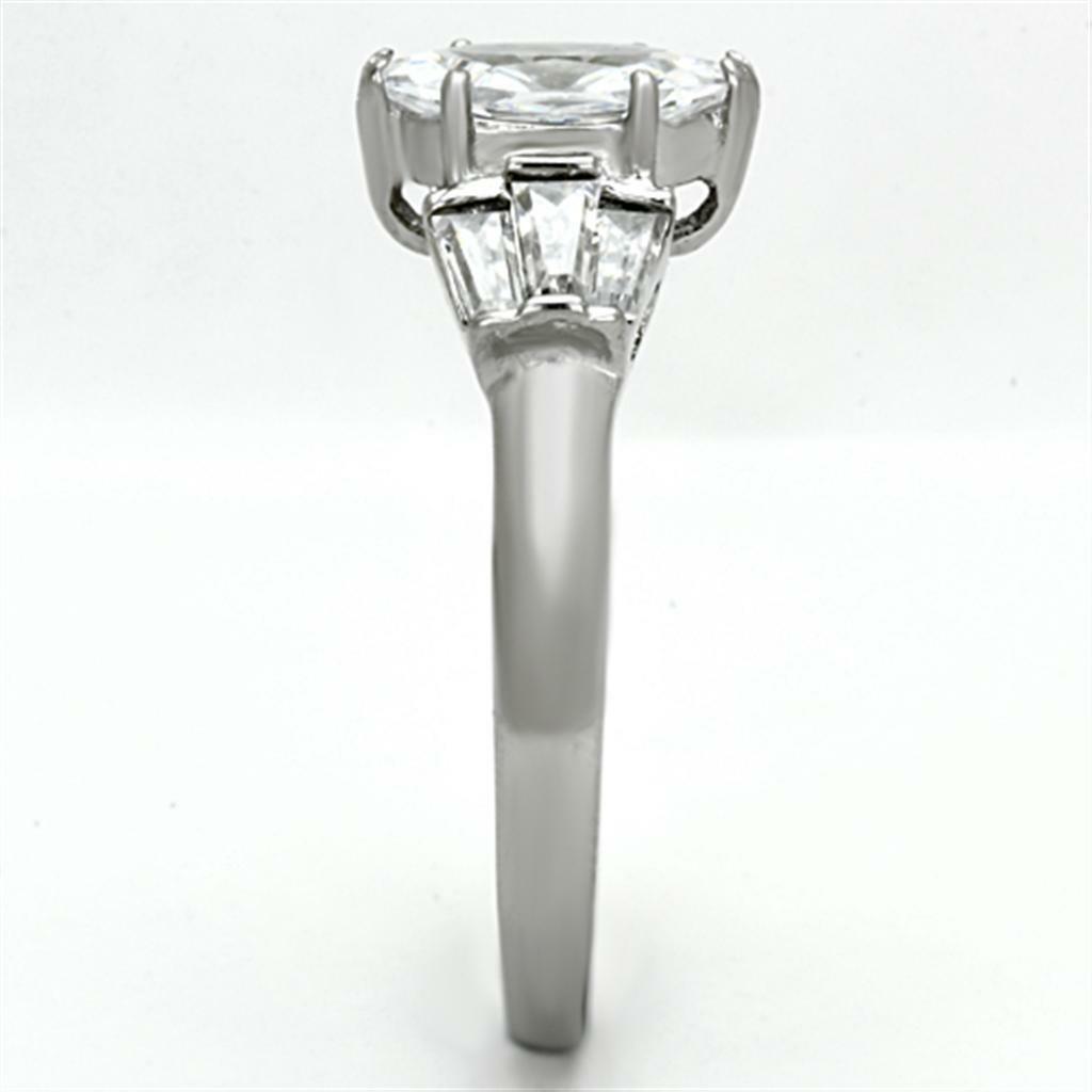 TK1220 – High polished (no plating) Stainless Steel Ring with AAA Grade CZ in