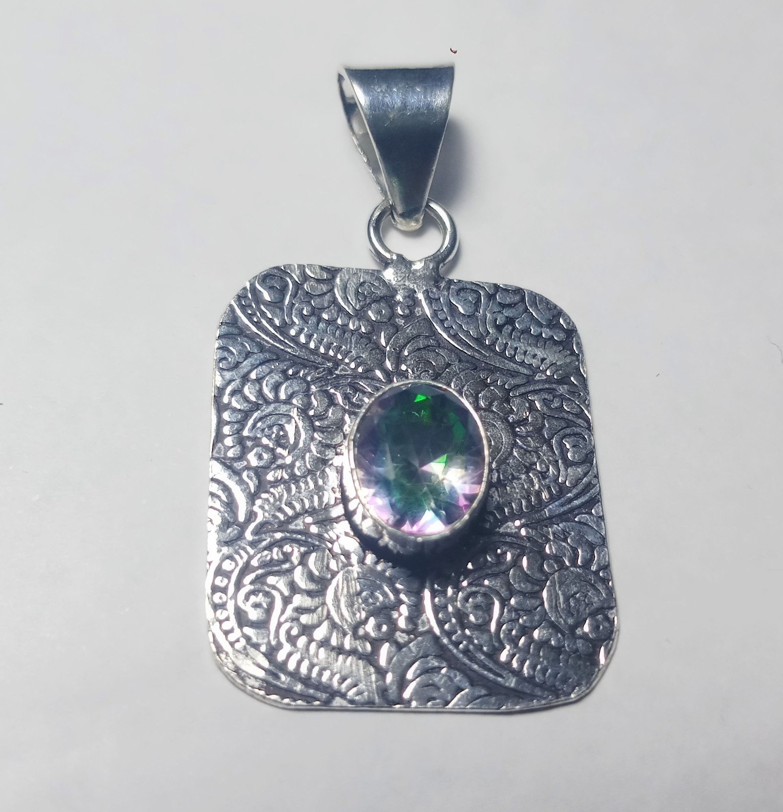 Mystic Topaz Oval Shape Handmade Gemstone Pendant Jewelry Size 1.5 Inches