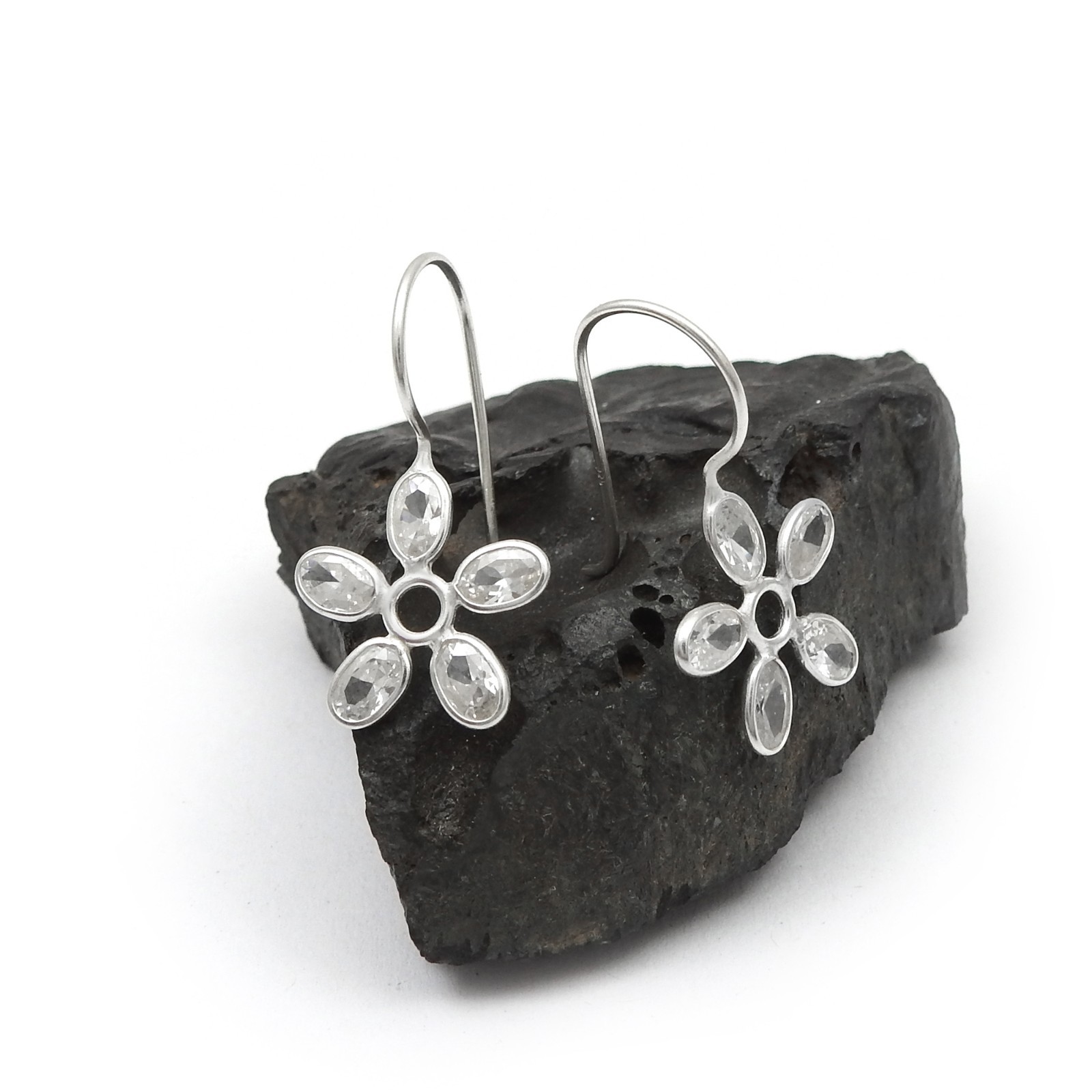 925 Sterling Silver White Black Pink CZ Dangle Earrings Gift For Women Girls