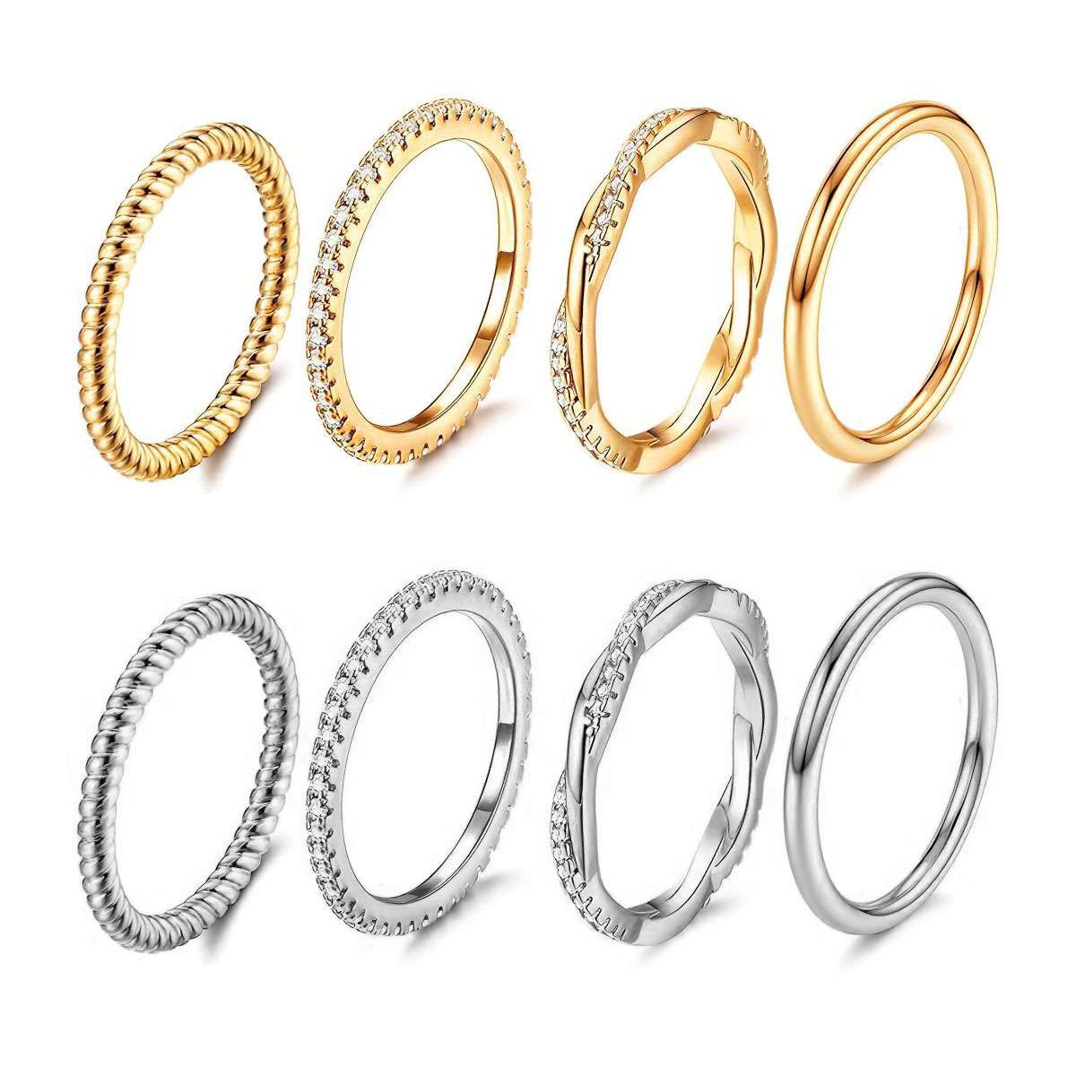 Fashion Stacking Ring Set, Handmade Band Ring Gold/ Silver Ring Size 6,7,8,9,10