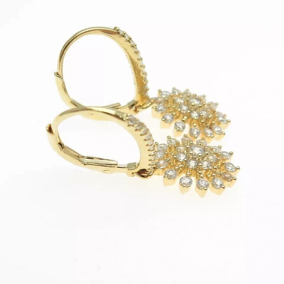 2Ct Round Cut Simulated Diamond Drop Dangle Earrings 14k Yellow Gold Plated