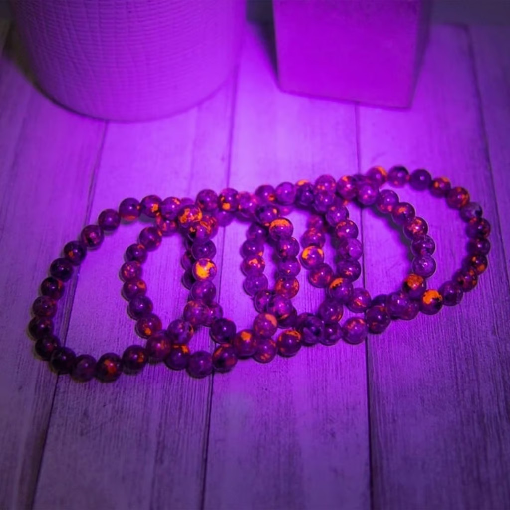 Yooperlite Beads Bracelet UV Emberlite Glowing Fire Rock Stone Bracelet Gifts