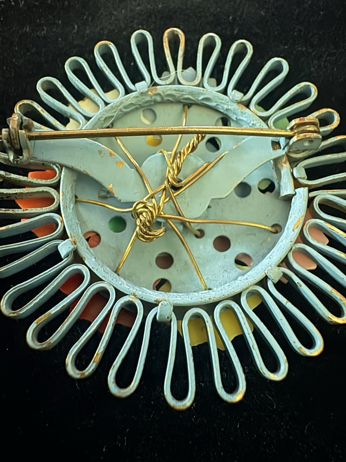 Vintage Unsigned Miriam Haskell Brooch Pin Celluloid Flowers 1930-1940s