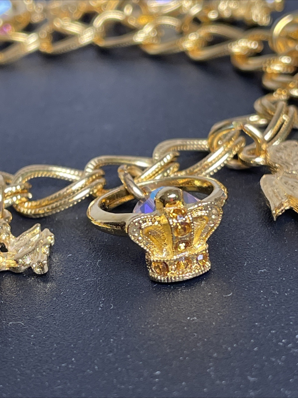 Vintage Kirks Folly Secret of the Seven Angels Rings Bracelet w/ Box AB Crystals
