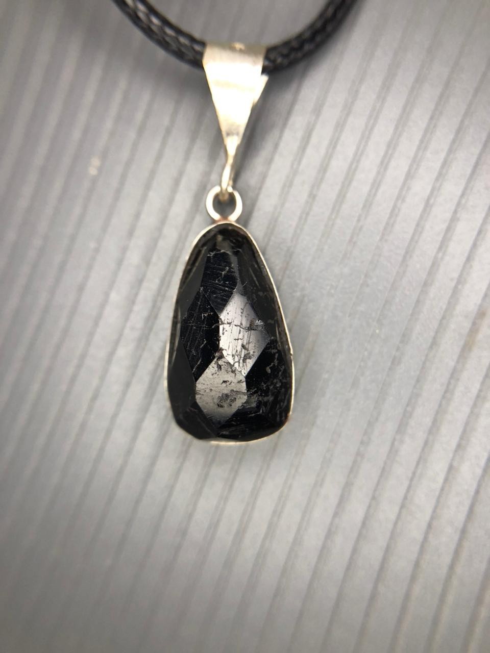 Natural Black Tourmaline Rose Cut Pendant Handmade Gemstone from Afghanistan