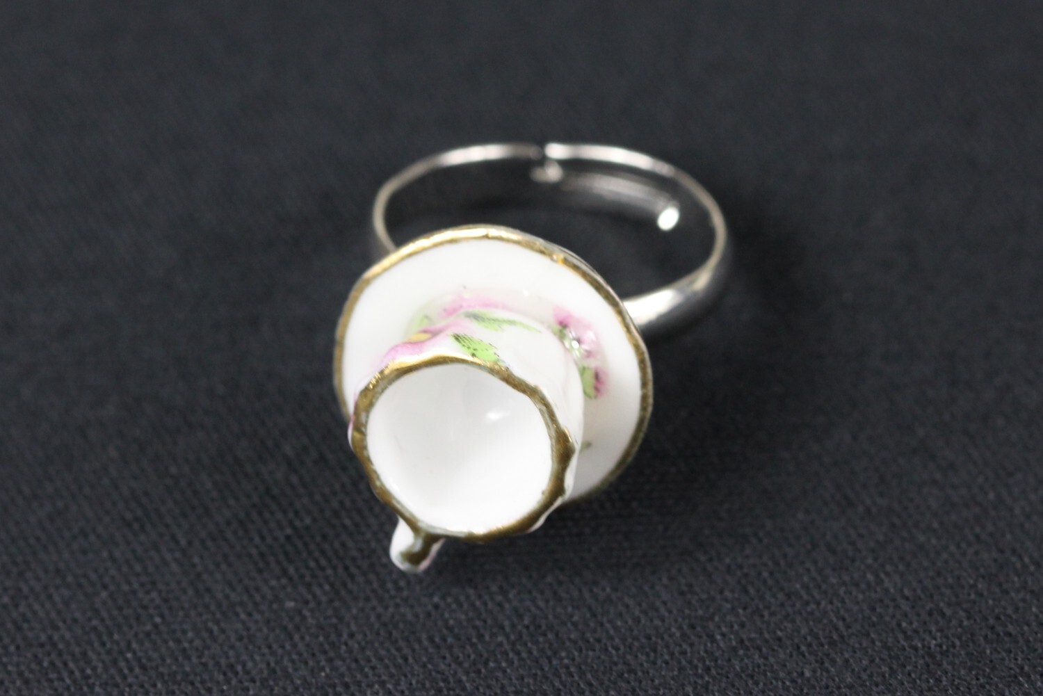 Coffee Cup Ring Cup Miniblings Finger Ring Gold Rim Coffee Tea